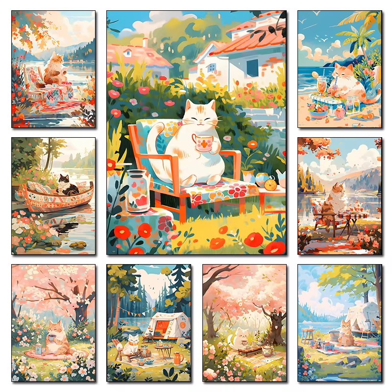 Outdoor Camping Games For Adults - Jigsaw Puzzles Cute Kitten Spring Sakura