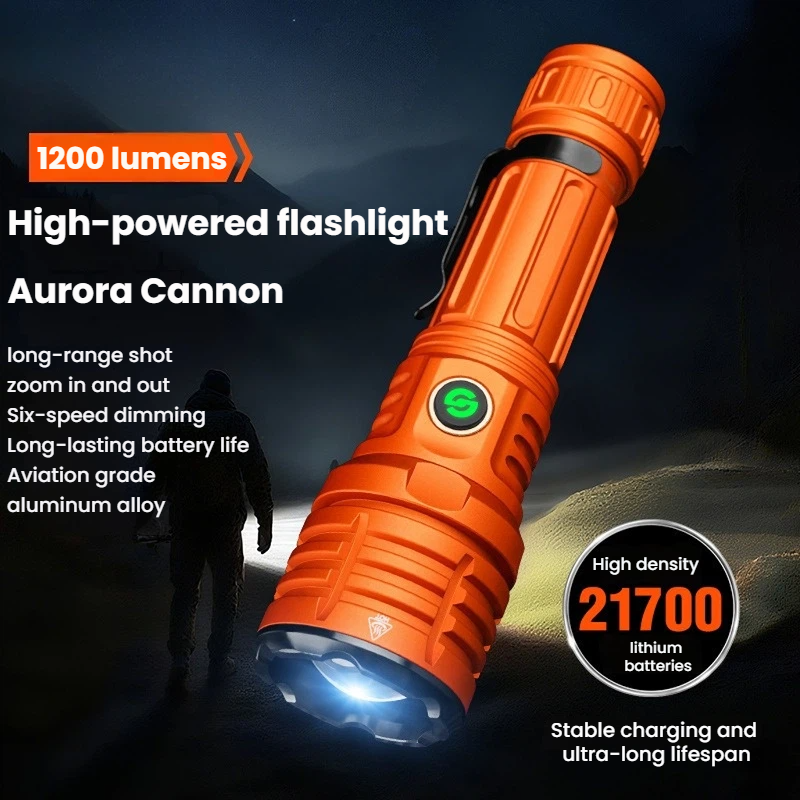 Outdoor Camping Lighting - Strong Light LED Flashlight Zoomable TYPE-C