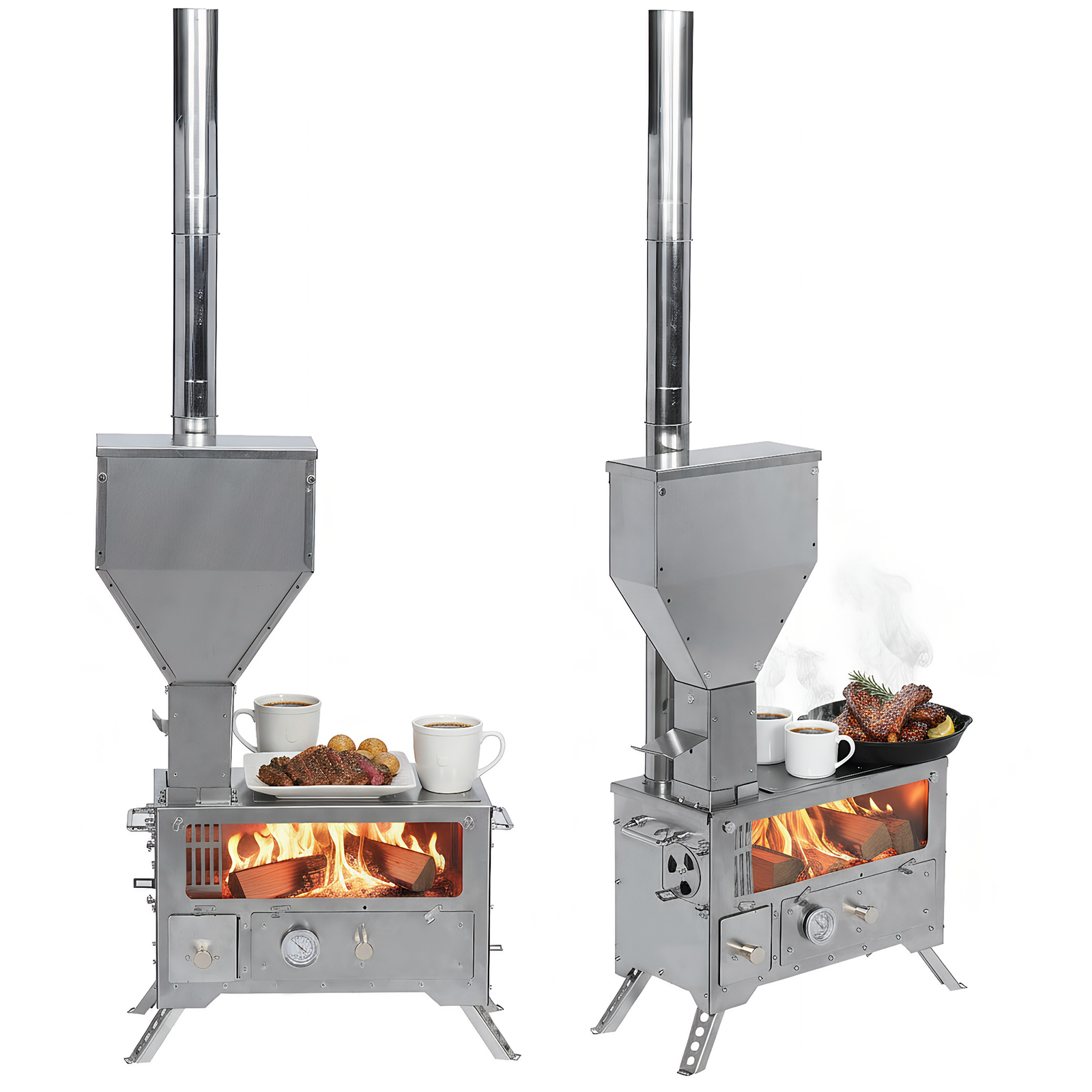 Cooking Outdoor Camping - Portable Wood-Burning Camp Stove with Chimney