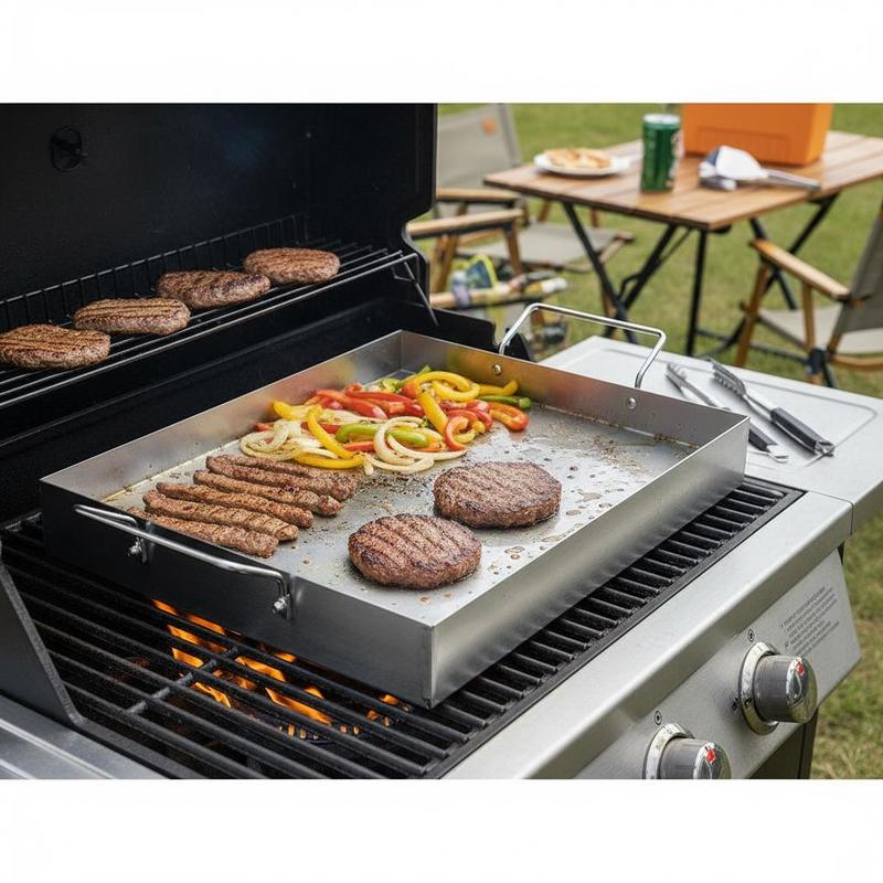 Outdoor Camping Grill - Free Shipping-Rectangular Flat Top Plate 17x13