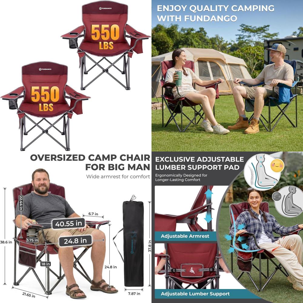 Outdoor Camping Games For Adults - Extra Wide Heavy-Duty Outdoor Chairs with