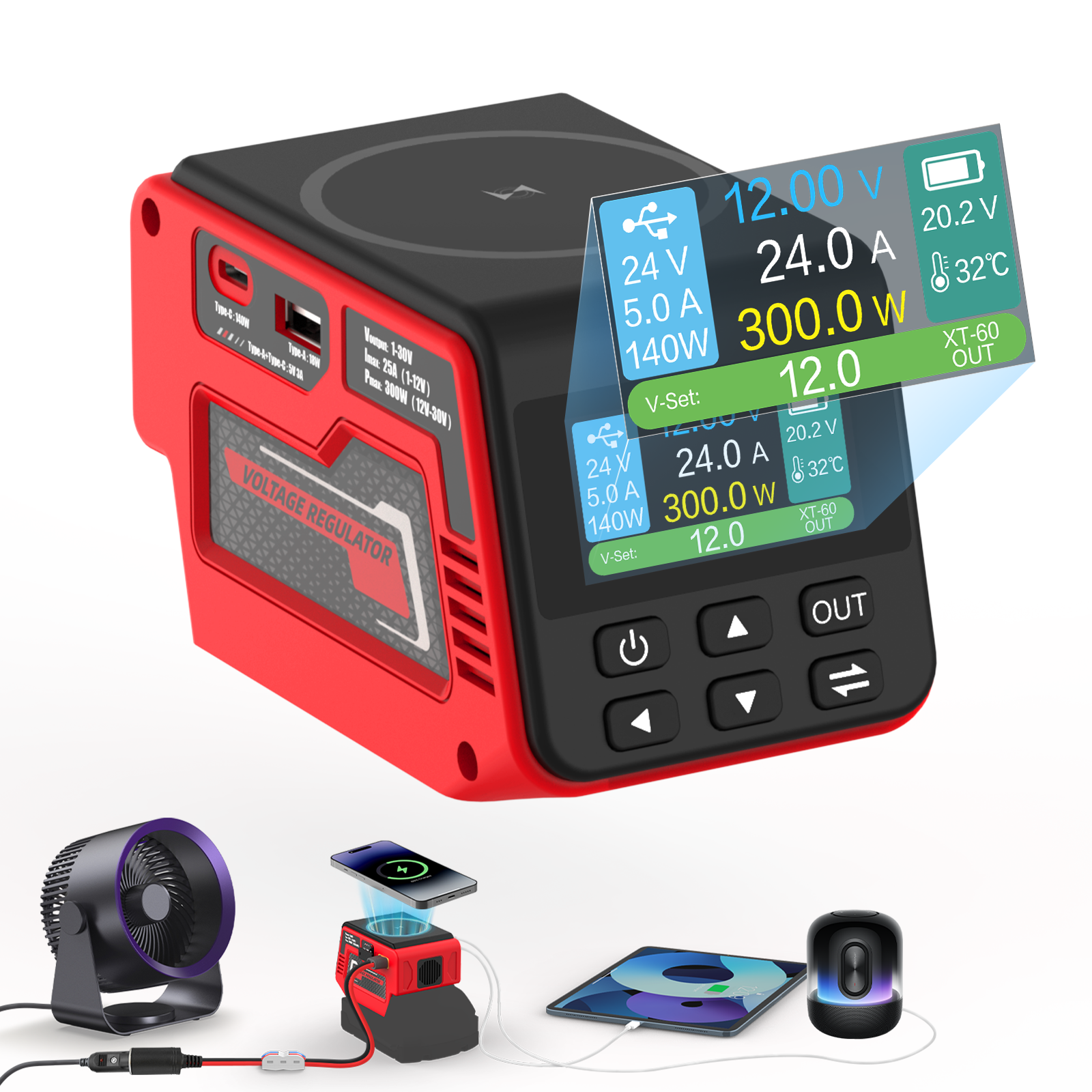 Camping Quad - Kzreect 300W Voltage Regulator with Wireless