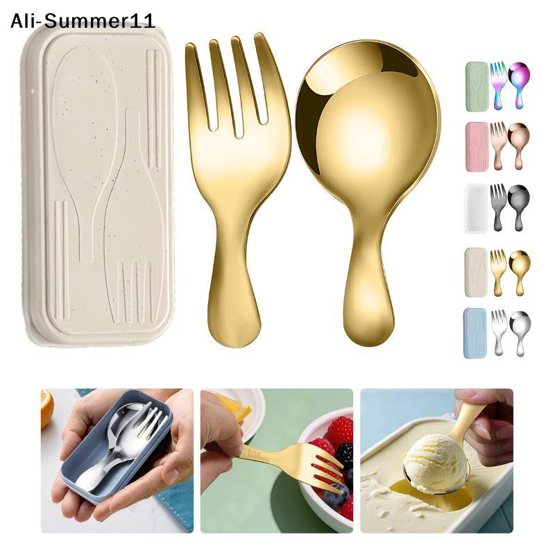 Cooking Outdoor Camping - 【A6L】Steel Tableware Set Spoon Fork 2Pc