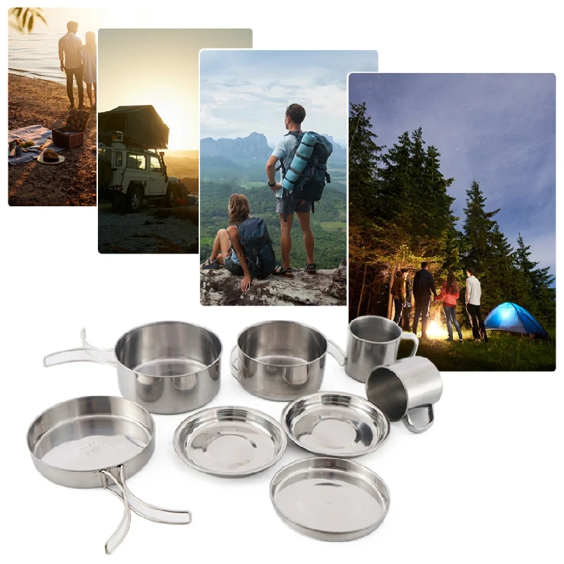 8pcs/Set Camping Cookware Mess – Outdoor Camping Kitchen Set Bewertung und Preis
