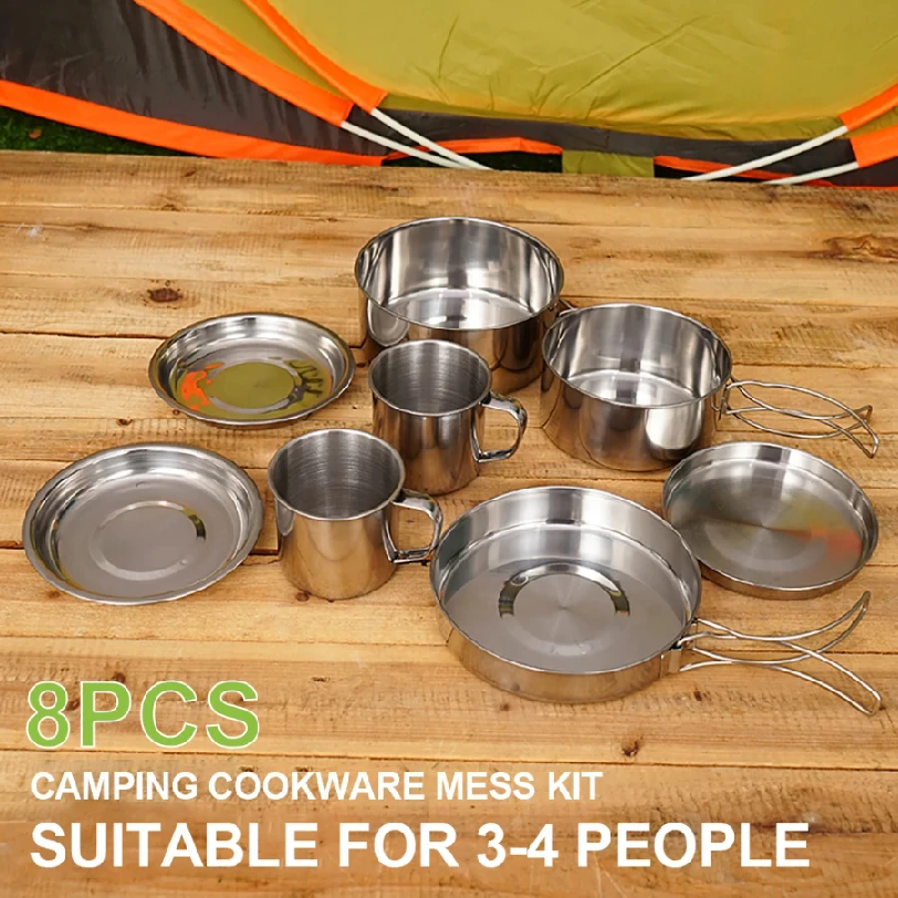 8pcs/Set Camping Cookware Mess – Outdoor Camping Kitchen Set Bewertung und Preis