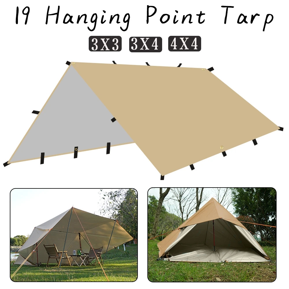 4x4m 4x3m 3x3m 19 Hang Points  – Waterproof Tarp Shelter Bewertung und Preis