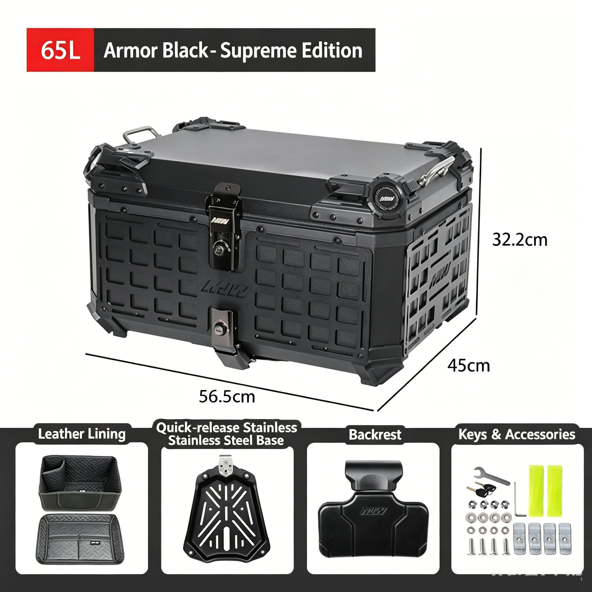65L Motorcycle Rear Top Box Mo – Camping Quad Bewertung und Preis