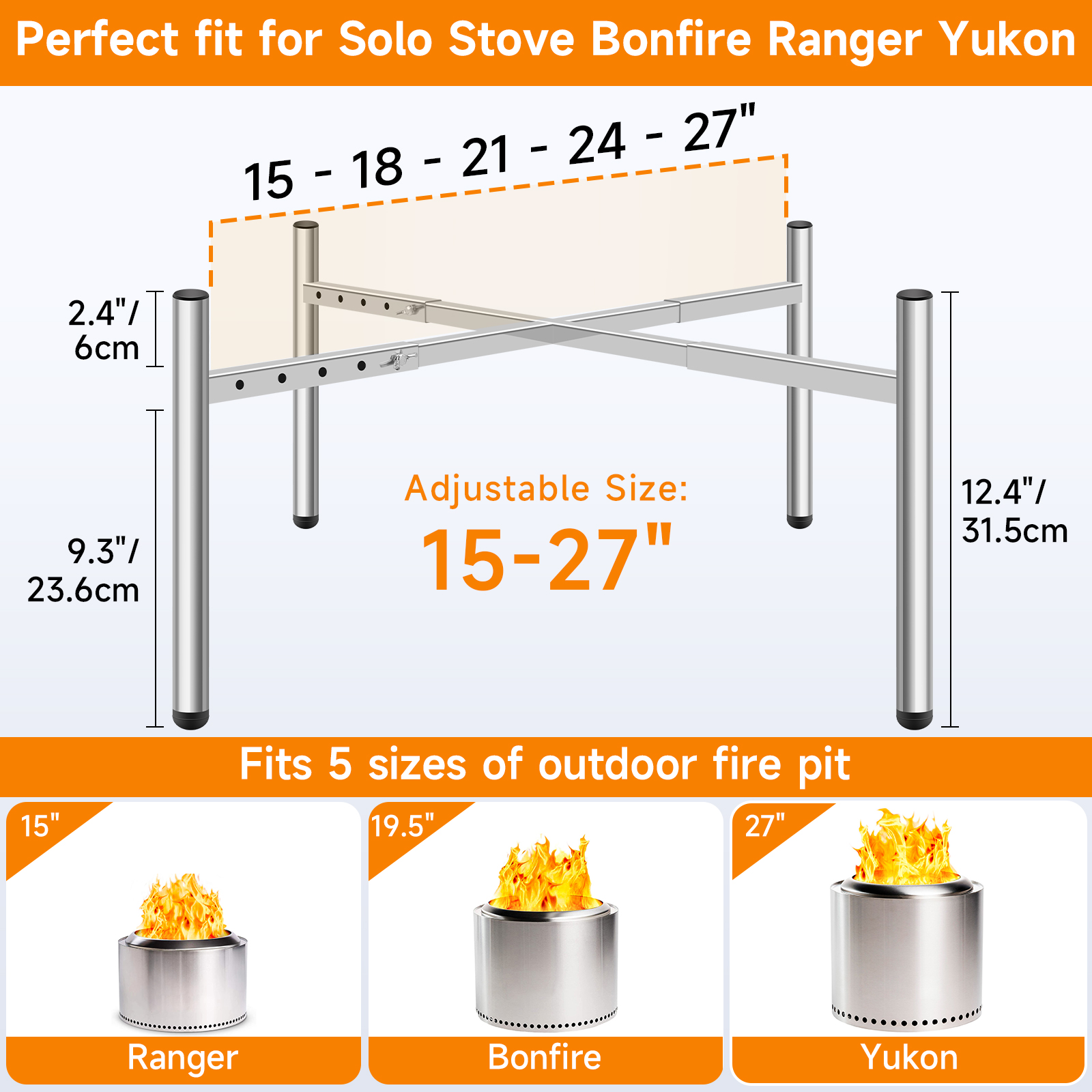 15-27 inch Firepit Stand Solo  – Outdoor Camping Solo Bewertung und Preis